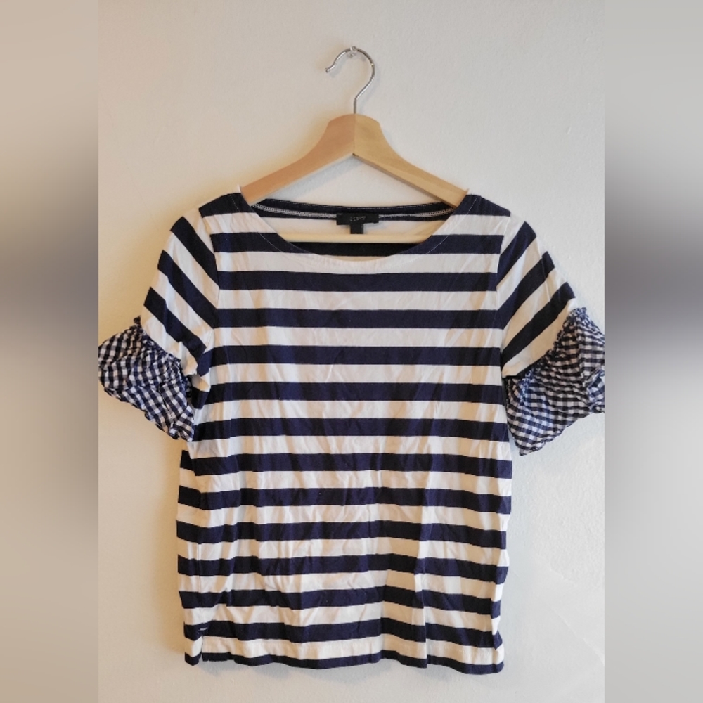 J. Crew stripes and gingham navy tee